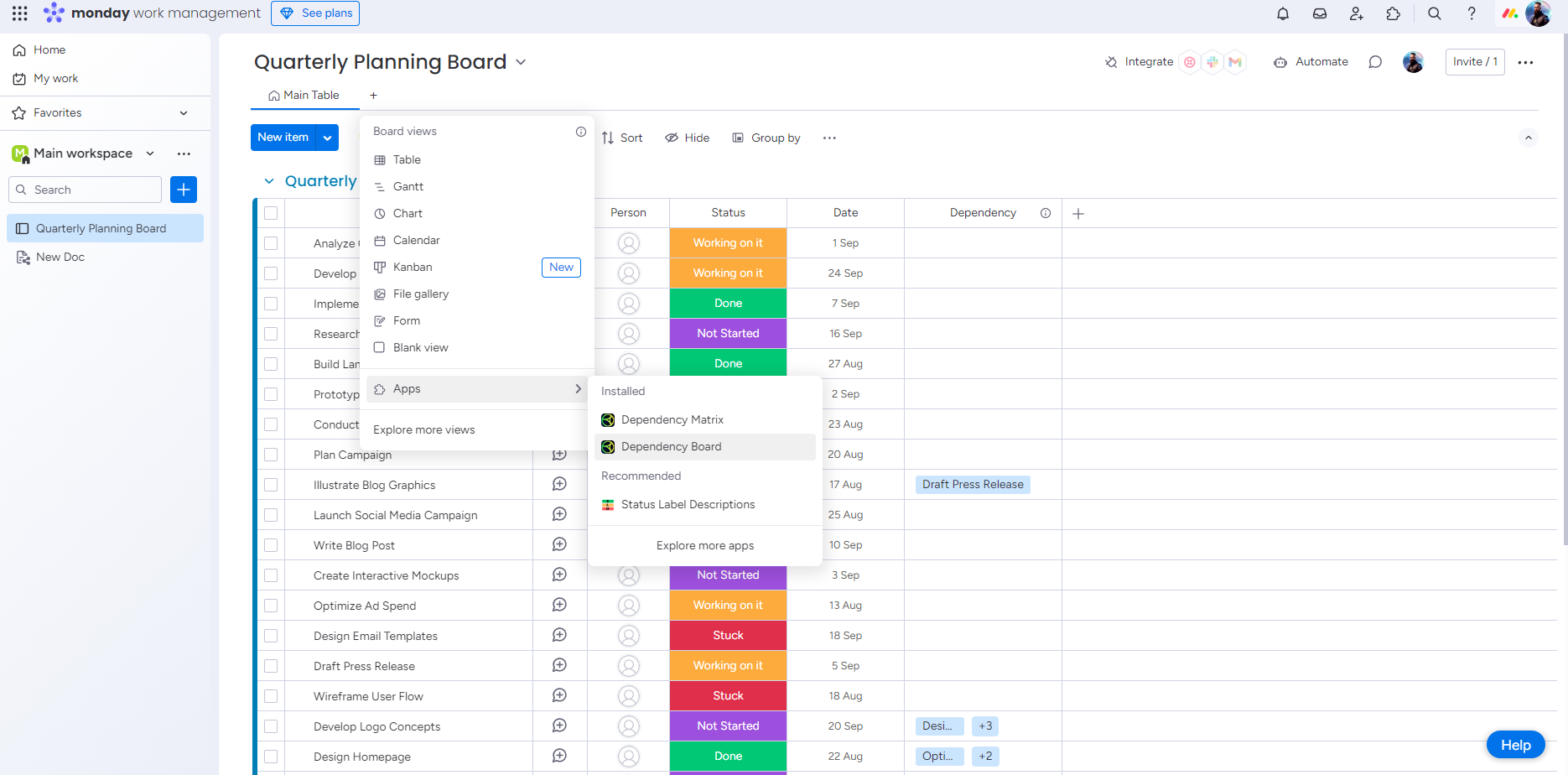 how to install dependency mapper in monday.com